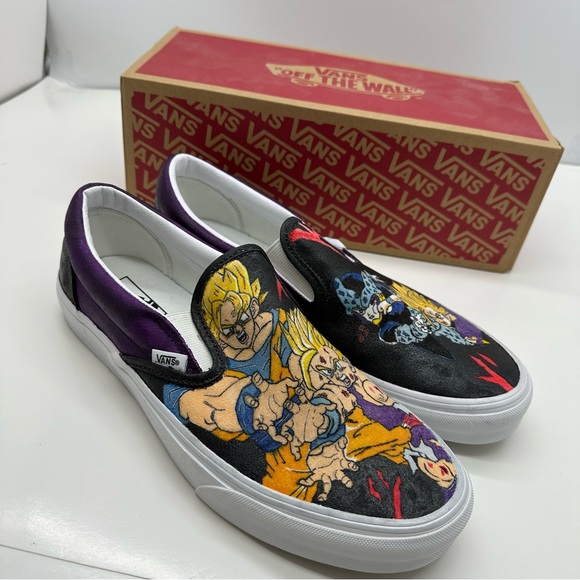 Vans Other - Vans Classic Slip On Mens 10.5 Custom Painted Dragon Ball Z Shoes Sneakers Skate